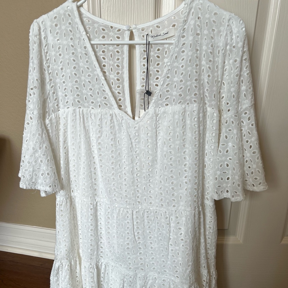 White eyelet Mustard Seed dresss - small - perfect for a bride
